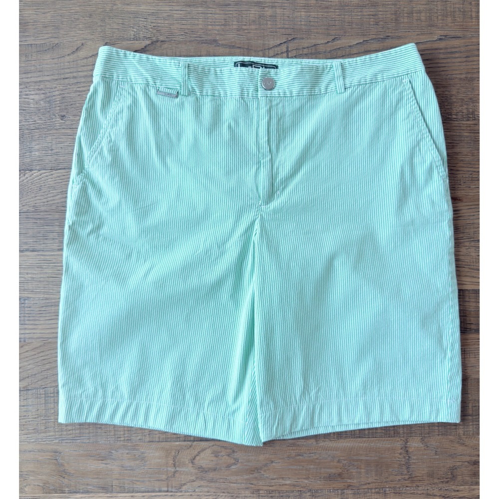 Lauren Ralph Lauren Active Green White Seersucker Striped Shorts Womens 12